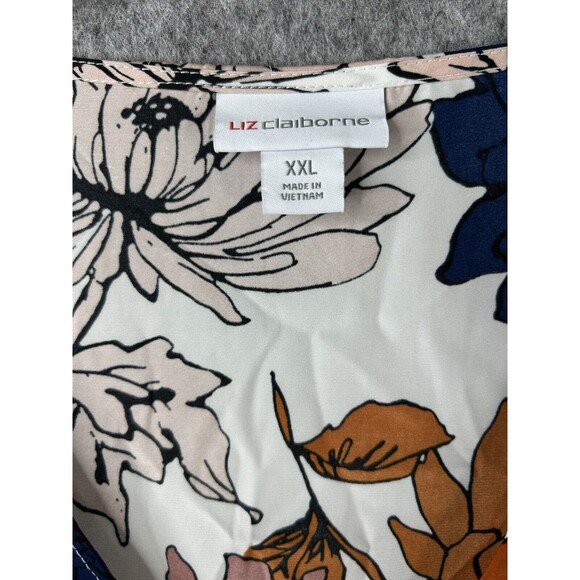 Liz Claiborne Blouse Women's 2XL Floral Button Up V-Neck Lightweight Casual Top - Picture 7 of 8